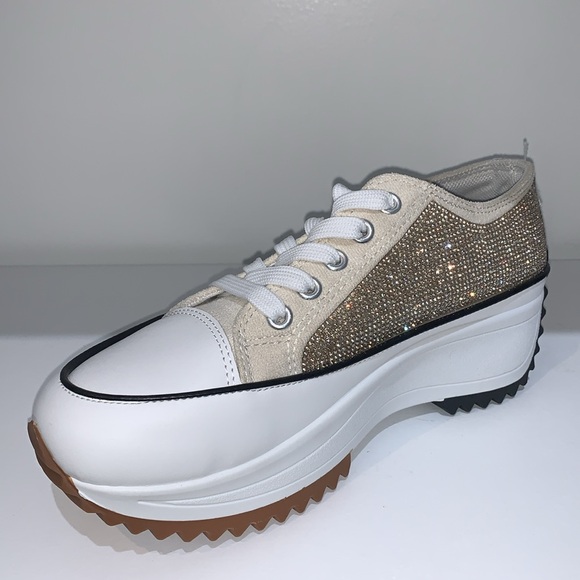 GOLD RHINESTONE LOW TOP SNEAKER - Picture 6 of 10